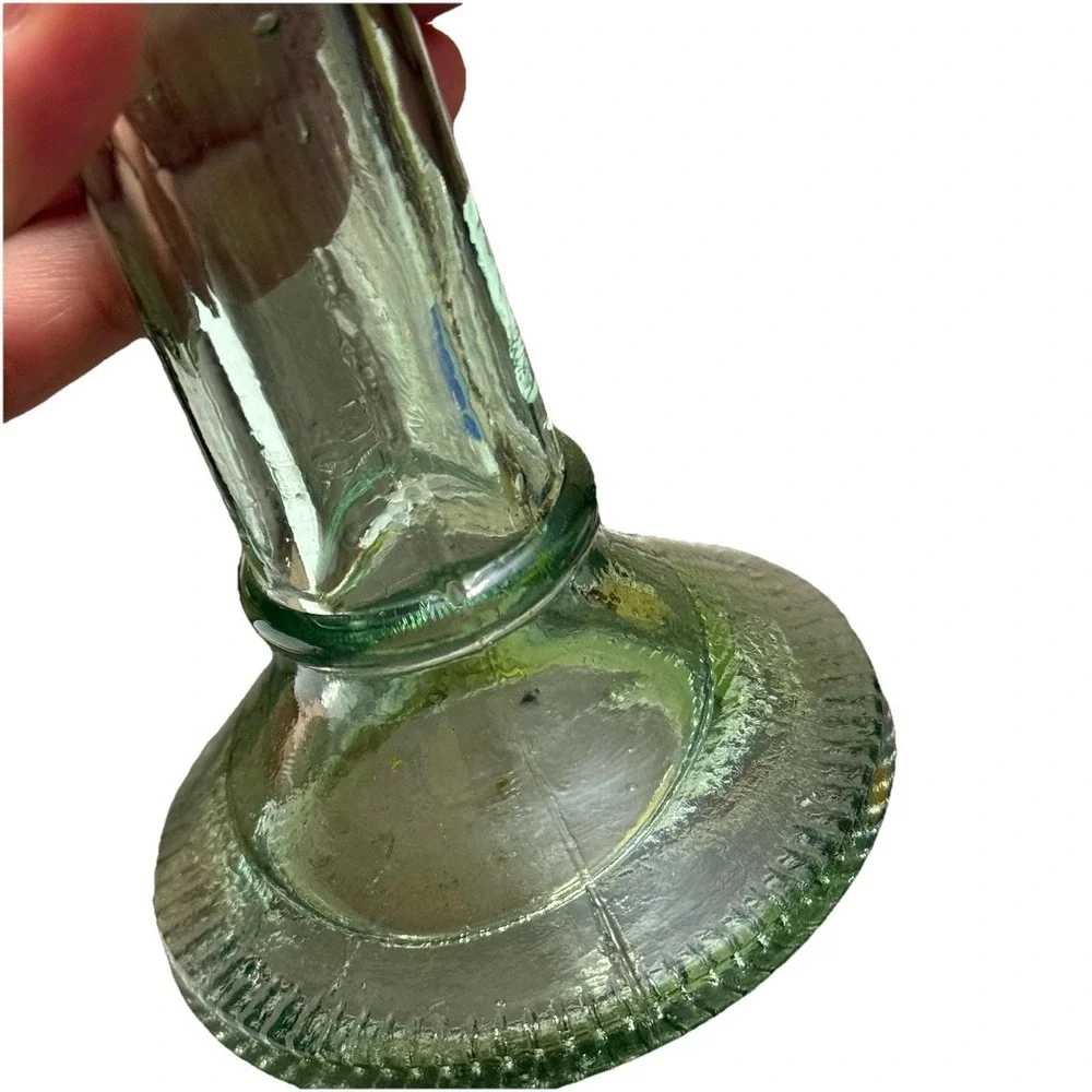 Vintage Green‎ Glass Candlestick Holder 11